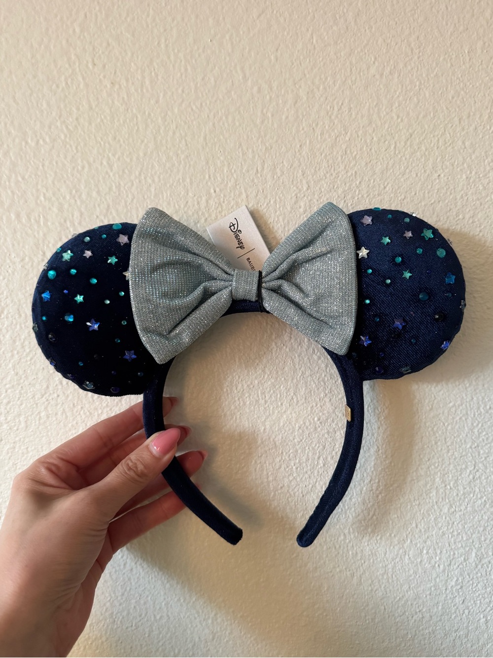Disney x Baublebar Navy Starry Minnie Ears Headband with Bow